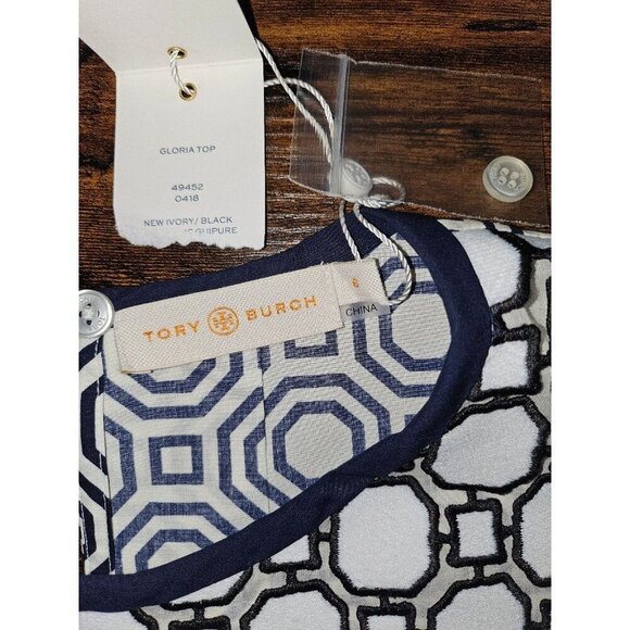 NWT Tory Burch Gloria Geometric Top 6 Medium - Picture 8 of 12